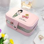 Personalizzato fiore di nascita fiocco medico personaggio dei cartoni animati scatola di gioielli in pelle PU con nome compleanno infermiera settimana regalo per il personale medico