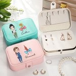 Personalizzato fiore di nascita fiocco medico personaggio dei cartoni animati scatola di gioielli in pelle PU con nome compleanno infermiera settimana regalo per il personale medico