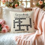 Personalized Grandkids Make Life More Grand Crossword Puzzle Soft Throw Pillow Cover with Names Mother's Day Father's Day Gift for Mom Grandparents