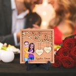 Personalisierte zusammen für immer Cartoon umarmt Paar Herz Namen hölzernen Rahmen mit Stand Desk Decor Valentinstag Jahrestag Geschenk für Paare
