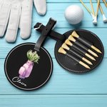 Gepersonaliseerde Geboortebloem in Golf Tas Vaas Ontwerp Golf Tees Opbergtas met Naam Verjaardag Golf Accessoires Club Geschenk voor Golfer Spelers