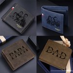 Personalized Multiple Card Slots Photo Leather Wallet with Engraved 1-12 Names Father's Day Anniversary Gift for Dad Grandpa