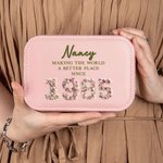 Boîte à bijoux personnalisée avec miroir de maquillage LED ajustable Cadeau d'anniversaire pour femmes