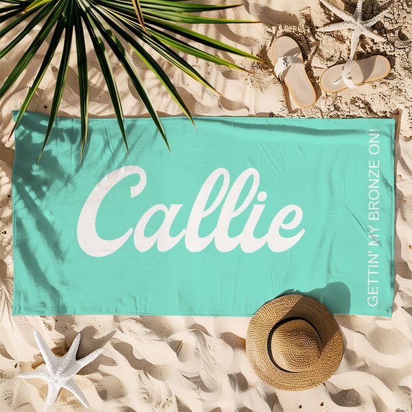 Asciugamano da spiaggia personalizzato multicolore con nome e testo rapida asciugatura oversize regalo di compleanno per amici e famiglia