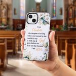 Funda de Teléfono Personalizada Floral Soy la Hija del Rey con Nombre Regalo Religioso de Bautizo Cumpleaños para Cristianos