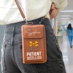 Personalized Bow Stethoscope Leather Crossbody Bag Wallet with Name and Card Slots Birthday Appreciation Gift for Doctors Nurses Medical Staff