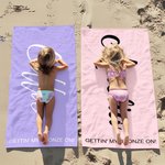 Personalized Multicolour Gettin' My Bronze On Oversized Quick Dry Beach Towel with Name Beach Pool Party Birthday Gift for Family Friends