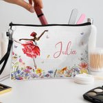 Personalisierte Ballett Mädchen Geburt Blume Schmetterling Leinen Make-up Tasche mit Namen und Armband Armband Geburtstag Geschenk für Ballerina Ballett-Liebhaber