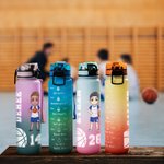 Bouteille de Sport 1 Litre Personnalisée avec Personnage Nom Numéro Style Ballon de Sport Échelle de Temps Cadeau Anniversaire pour Amateur de Sport