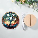 Personalisiertes Glasmalerei-Stil Lebensbaum LED-Nachtlicht mit 2-16 Herzen Namen und Holzsockel Hausdeko Geburtstag Muttertag Geschenk für Familie