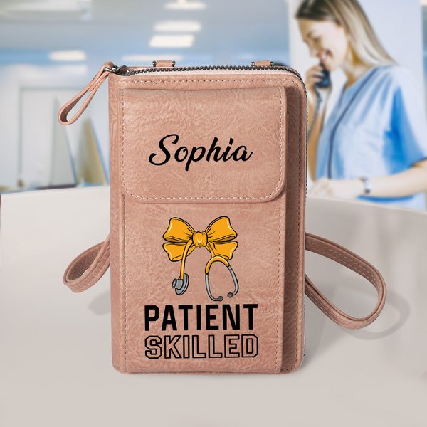 Sac à bandoulière en cuir avec nom et fentes pour cartes de crédit Cadeau d'anniversaire personnalisé pour les médecins, les infirmières et le personnel médical