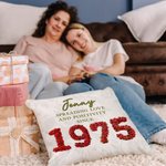 Personalizado 3D Rosas Plumas Suculentas Año de Nacimiento Diseño Suave Funda de Almohada con Nombre y Texto Decoración del Hogar Regalo de Cumpleaños para Amigos Familia 2