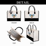 Personalized Sunny Beach Style Cute Cartoon Girl Large Canvas Tote Bag with Name Birthday Holiday Party Gift for Women