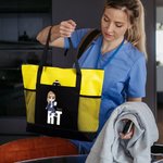 Personalizada de dibujos animados femenino Médico Nombre del personaje Bolsa grande con bolsillos de malla Cumpleaños Gratitud Regalo para la enfermera Médico Personal