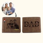 Personalized Multiple Card Slots Photo Leather Wallet with Engraved 1-12 Names Father's Day Anniversary Gift for Dad Grandpa