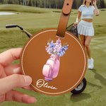 Gepersonaliseerde Geboortebloem in Golf Tas Vaas Ontwerp Golf Tees Opbergtas met Naam Verjaardag Golf Accessoires Club Geschenk voor Golfer Spelers
