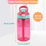 Bouteille d'eau 475 ml personnalisée avec nom et numéro pour les enfants Cadeau d'anniversaire pour les enfants