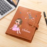 Personalisierte Cartoon Graduate Horoskop Geburt Blume PU Leder Notebook Cover mit Namen Graduierung Geburtstag Geschenk für Frauen