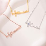 Henkilökohtainen Dainty syntymäkivi Cross kaulakoru nimi Jeesus Korut Syntymäpäivä Christian Kaste lahja naisille