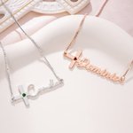 Henkilökohtainen Dainty syntymäkivi Cross kaulakoru nimi Jeesus Korut Syntymäpäivä Christian Kaste lahja naisille