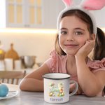 Personalisierte niedliche Osterei Hase anfängliche 12 oz Emaille-Becher mit Namen Party Gunst Ostern Geschenk für Kinder