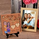 Personalisierte zusammen für immer Cartoon umarmt Paar Herz Namen hölzernen Rahmen mit Stand Desk Decor Valentinstag Jahrestag Geschenk für Paare