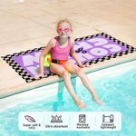 Personalized Black and White Checkered Cousin Crew Quick Dry Oversized Beach Towel with Name Birthday Summer Vacation Party Gift for Family Friends