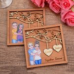 Personalisierte zusammen für immer Cartoon umarmt Paar Herz Namen hölzernen Rahmen mit Stand Desk Decor Valentinstag Jahrestag Geschenk für Paare