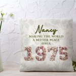Personalizado 3D Rosas Plumas Suculentas Año de Nacimiento Diseño Suave Funda de Almohada con Nombre y Texto Decoración del Hogar Regalo de Cumpleaños para Amigos Familia 1