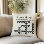 Personalized Grandkids Make Life More Grand Crossword Puzzle Soft Throw Pillow Cover with Names Mother's Day Father's Day Gift for Mom Grandparents