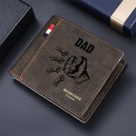 Gepersonaliseerde 1-12 vuisten Bump Leren Portemonnee met Gegraveerde Namen Vaderdag Verjaardagscadeau voor Papa Opa