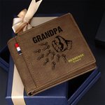 Gepersonaliseerde 1-12 vuisten Bump Leren Portemonnee met Gegraveerde Namen Vaderdag Verjaardagscadeau voor Papa Opa