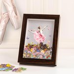 Personlig balettflicka Skuggbox i trä Fotoram Tävlingsnål Förvaring med namn och födelseblomma Födelsedagspresent för ballerina