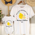 Personlig söt jordgubbe citron första mors dag babykläder med titel mors dag present till ny mamma nyfödd