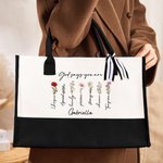 Personalizada Dios dice que eres Flor Versículo de la Biblia Bolsa de lona grande con nombre Afirmación positiva Regalo religioso para cristiano