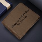 Personalised Engraved Photo Leather Wallet with Text Father's Day Birthday Gift for Men