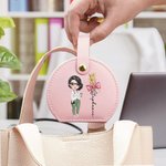 Boîte à bijoux en cuir personnalisée avec nom pour stéthoscope, fleur de naissance et personnage de dessin animé Cadeau de fin d'études pour étudiants en médecine et personnel médical