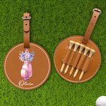 Gepersonaliseerde Geboortebloem in Golf Tas Vaas Ontwerp Golf Tees Opbergtas met Naam Verjaardag Golf Accessoires Club Geschenk voor Golfer Spelers