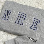 Personalized Embroidered Nurse Stethoscope Syringe Design Crewneck Sweatshirt with Name Birthday Graduation Gift for Medical Gradute Staff