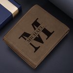 Personalized Photo Leather Men's Bifold Wallet with Engraved Text and Multiple Card Slots Father's Day Anniversary Gift for Him
