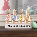 Personalized Cute 1-12 Peter Rabbits Names Wooden Ornament with Base Easter Party Decor Gift for Family Kids