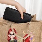 Personalisierte Cartoon Mode Mädchen Birthstone Jute Tasche mit Namen Tote Bag Reisen Zubehör Geburtstag Geschenk für Frauen