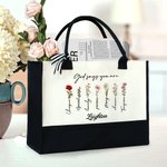 Personalizada Dios dice que eres Flor Versículo de la Biblia Bolsa de lona grande con nombre Afirmación positiva Regalo religioso para cristiano