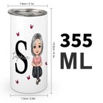 Taza para sorber con nombre, tapa y asa, personalizada, multicolor, con mariposa, personaje de dibujos animados, iniciales, 12 oz, regalo de cumpleaños para ancianos