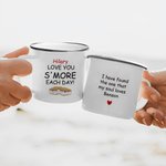 Gepersonaliseerde Ik Hou Van Je Meer Leuke Cartoon Koekje 11 oz Zilver Rand Emaille Mok met Naam en Tekst Verjaardag Valentijnsdag Cadeau voor Koppels