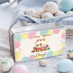 Personalisierte schrulligen Osterhase Keksdose Aufbewahrungsbox mit Namen Geburtstag Ostern Party Geschenk für Kinder