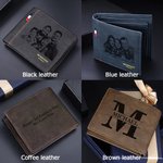 Personalized Photo Leather Men's Bifold Wallet with Engraved Text and Multiple Card Slots Father's Day Anniversary Gift for Him