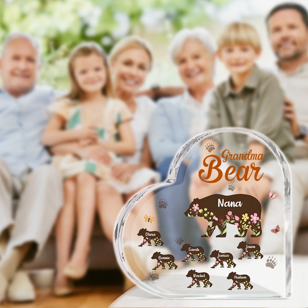 Placa acrílica en forma de corazón con 1-12 nombres de niño y título Decoración para el hogar Día de la Madre Regalo de cumpleaños para mamá Abuela 3