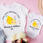 Personlig söt jordgubbe citron första mors dag babykläder med titel mors dag present till ny mamma nyfödd