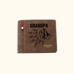 Gepersonaliseerde 1-12 vuisten Bump Leren Portemonnee met Gegraveerde Namen Vaderdag Verjaardagscadeau voor Papa Opa